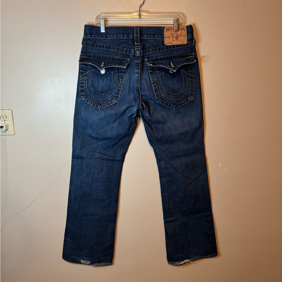 VTG True Religion Billy Boot Cut Jeans Baggy Y2K Flap Pockets USA Mens Size 33